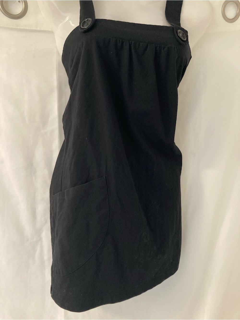 Seduction Fashion Black Pinafore Mini Dress Square Neck Pocket Y2K